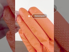Small Orange 8 Mil Nitrile Disposable Gloves Diamond Grip 100pcs/ Box