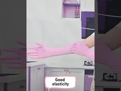 Flexible Durable Pink Synthetic Nitrile Gloves Non Irritating Nitrile Safety Gloves