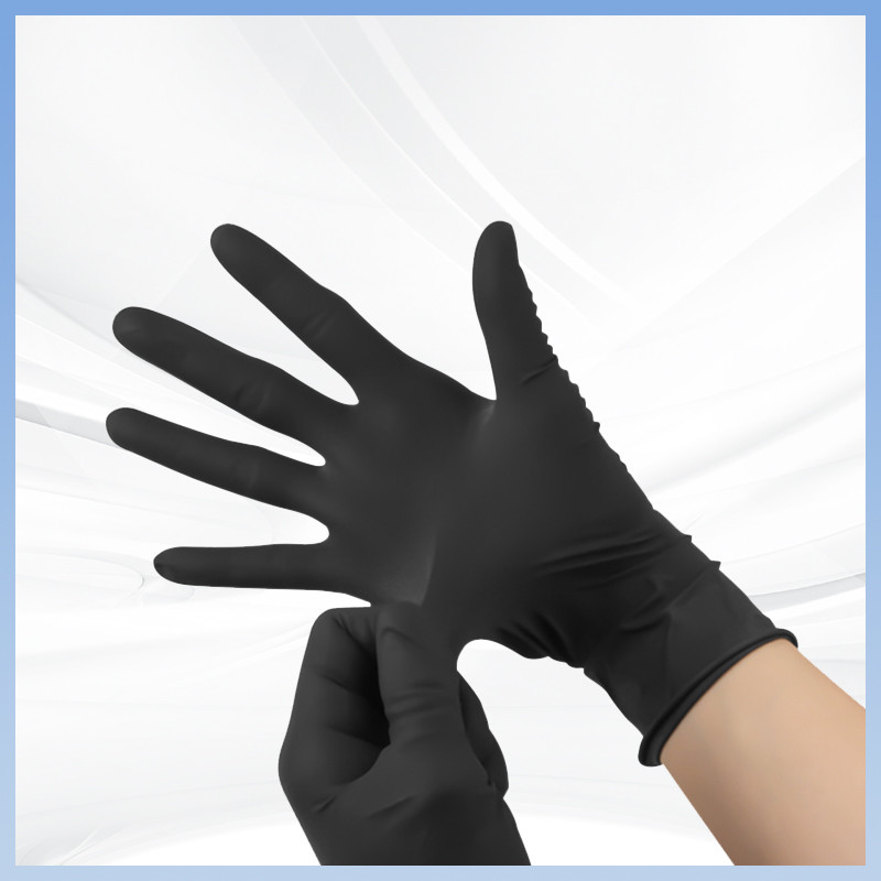 Black Finger Antislip Natural Latex Hand Gloves Tattoo Embroidery Food Processing Safty Nitrile Gloves