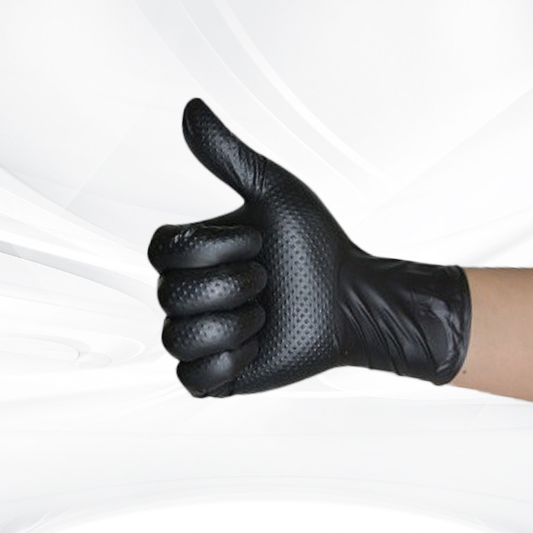 Black Orange Diamond Textured Nitrile Gloves Heavy Duty Powder Free Thick Daily Defense Work Disposable Nitrile Gloves