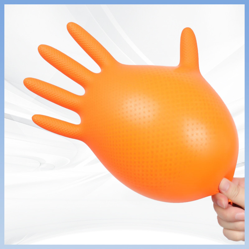 Diamond Pattern Disposable Nitrile Gloves Powder-Free Thickened Orange Daily Protective Work Disposable Nitrile Gloves