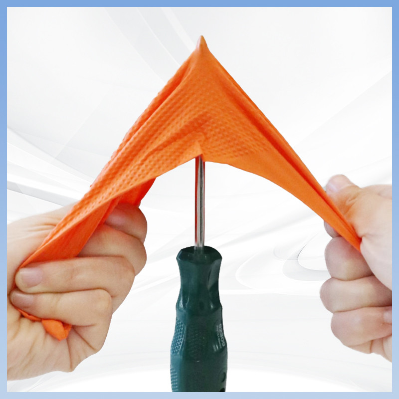 Diamond Pattern Disposable Nitrile Gloves Powder-Free Thickened Orange Daily Protective Work Disposable Nitrile Gloves