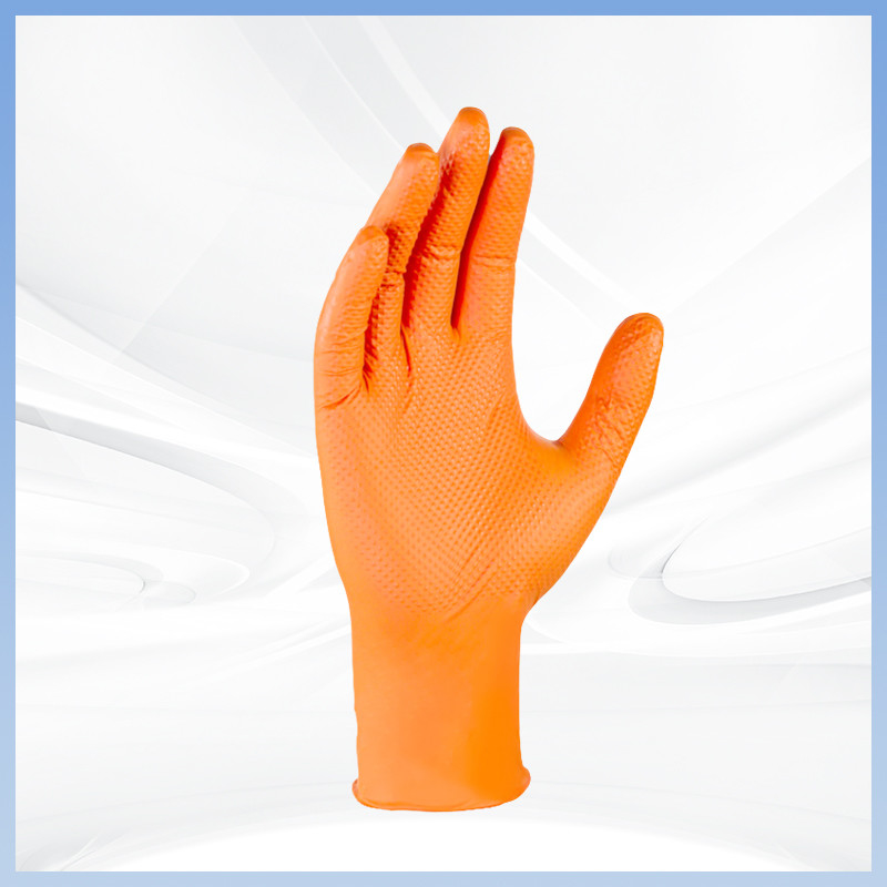 Thickened Orange Diamond Pattern Disposable Nitrile Gloves Powder-Free Daily Protective Work Disposable Nitrile Gloves