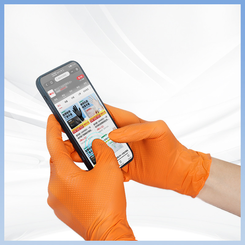 Non Slip Thickened Disposable Nitrile Gloves Safety Gloves Construction Work Diamond Textured Nitrile Gloves Safety Rubb