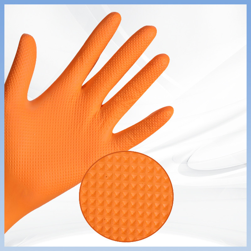 Non Slip Thickened Disposable Nitrile Gloves Safety Gloves Construction Work Diamond Textured Nitrile Gloves Safety Rubb