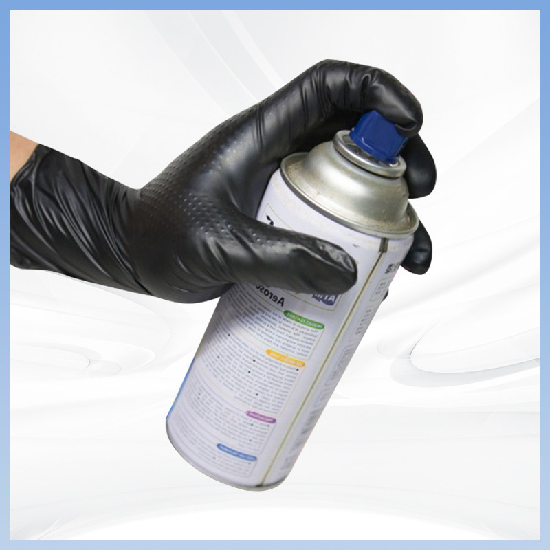 Black Diamond Pattern Disposable Nitrile Gloves Powder-Free Thickened Black Daily Protective Work Disposable Nitrile Glo