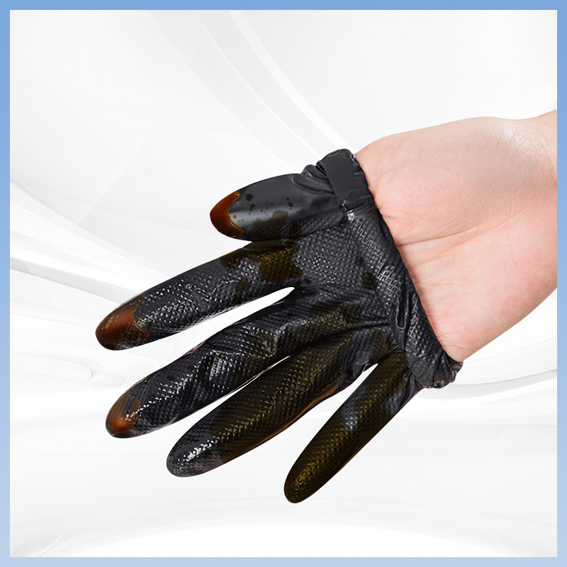 Black Disposable Nitrile Gloves Diamond Pattern Heavy Duty Durable Latex Free Powder Free Nitrile